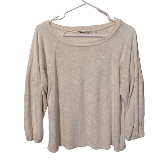 Michael Stars Vali Velvet Balloon Sleeve Light Pink Velour Top S - Picture 2 of 5